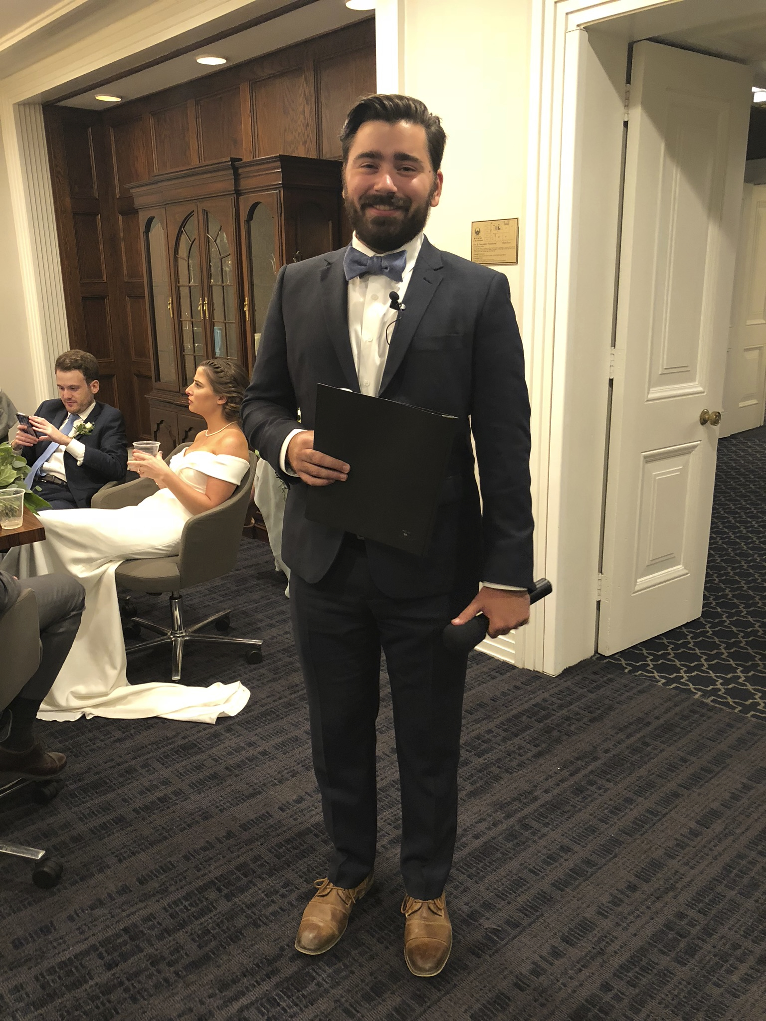 Eliot Fowler, wedding officiant, on the job